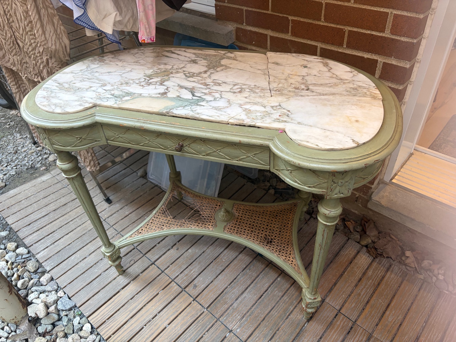 Console en bois et marbre