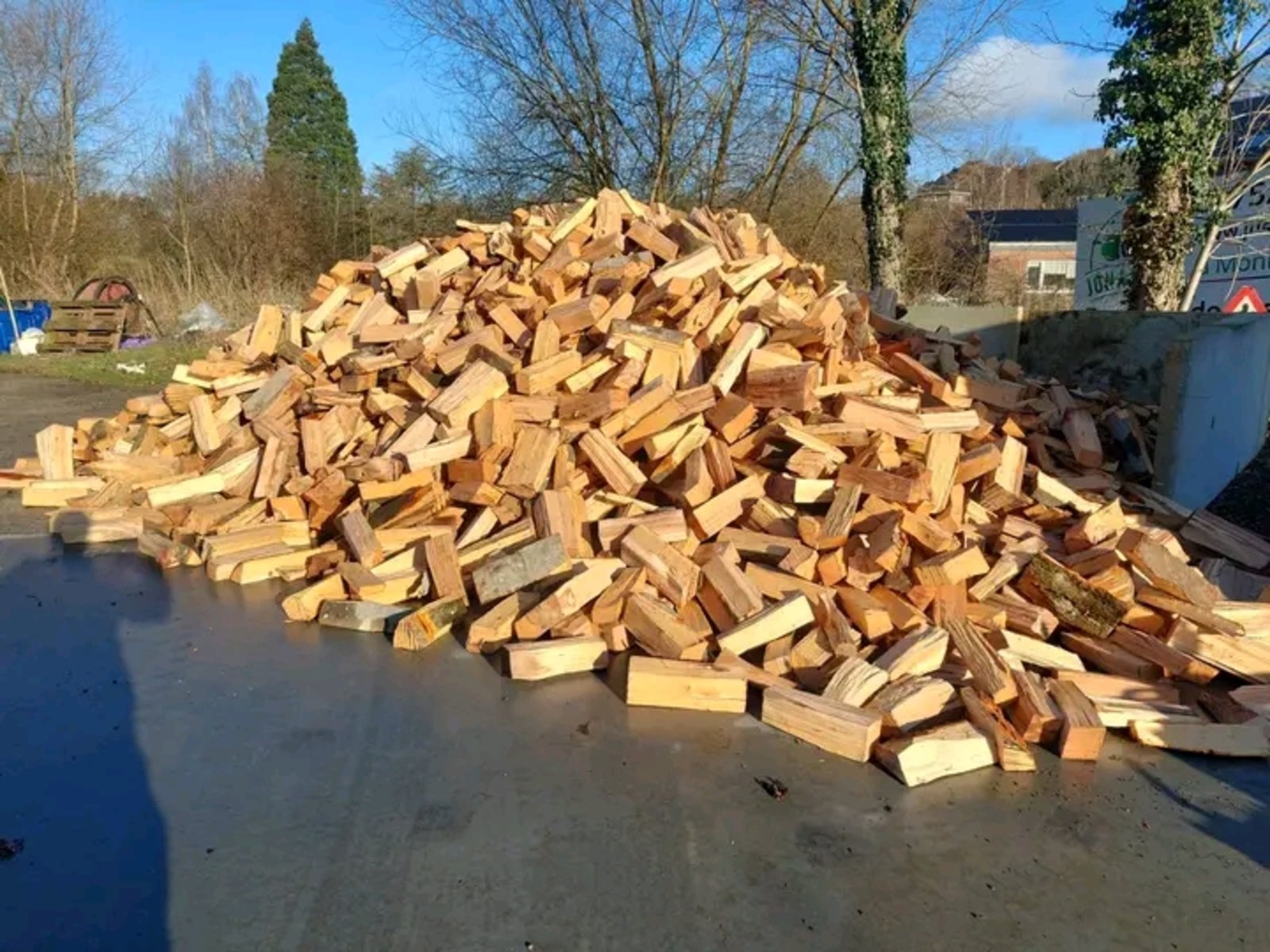 Grand tas de bois de chauffage